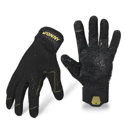 Black Flexible Utility Touchscreen Anti-Slip Mechanic Gloves
